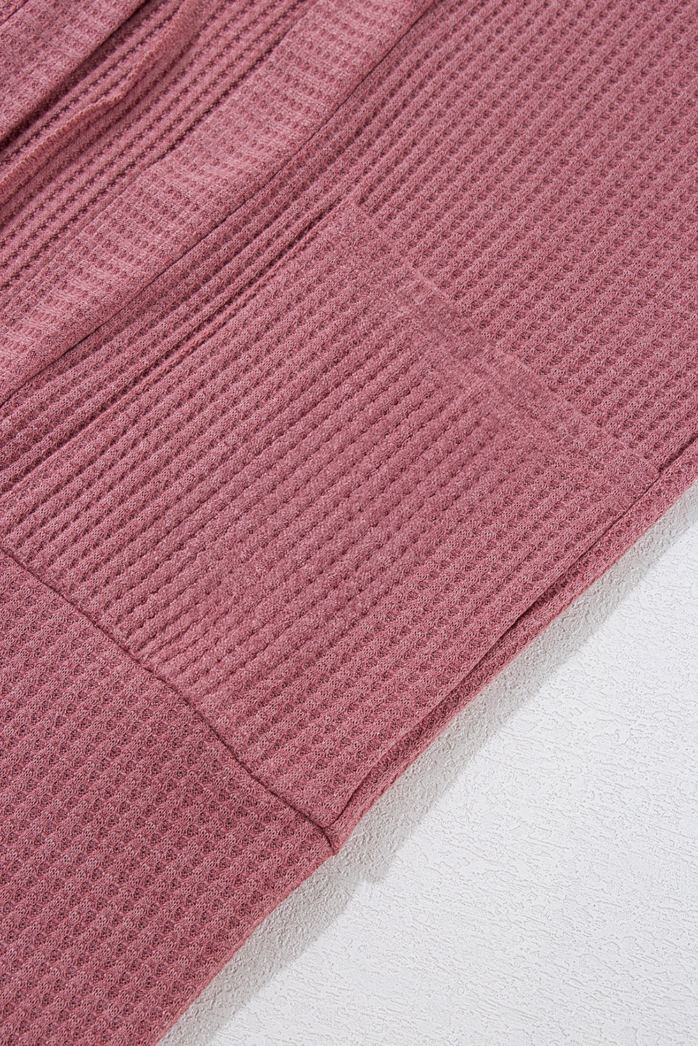 Mineral Red Solid Color Waffle Knit Cardigan