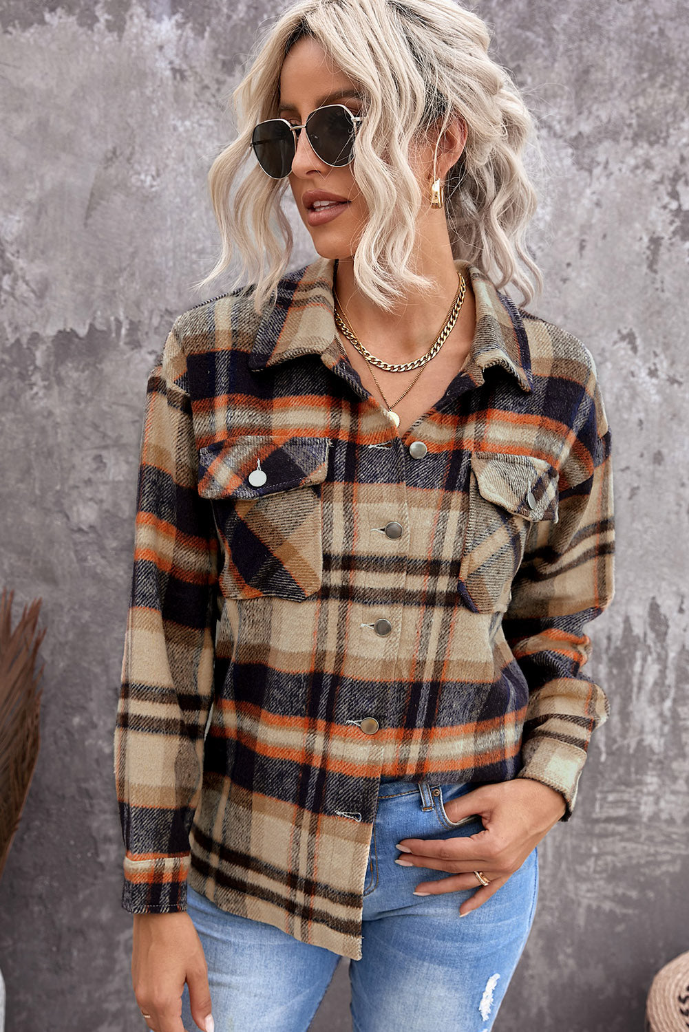 Red Plaid Button Front Pocket Shirt Shacket