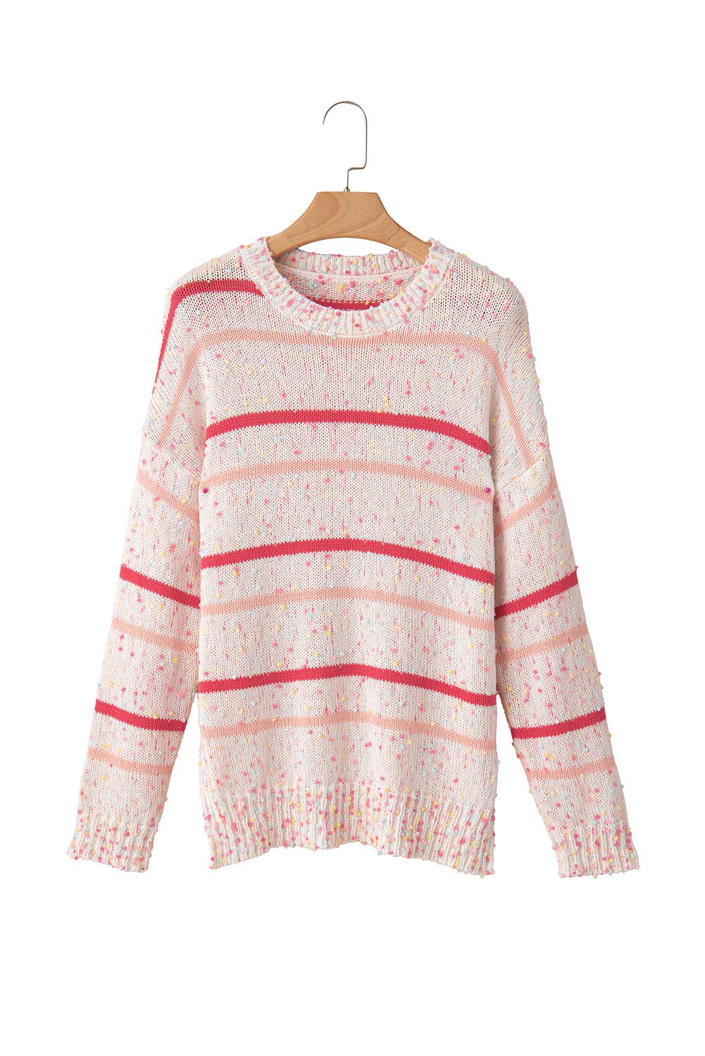 Pink Striped Confetti Drop Sleeve Knit Sweater