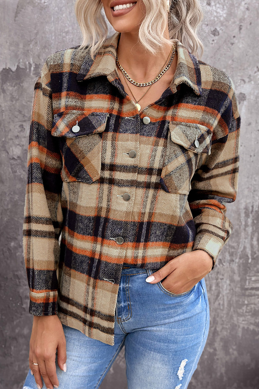 Red Plaid Button Front Pocket Shirt Shacket