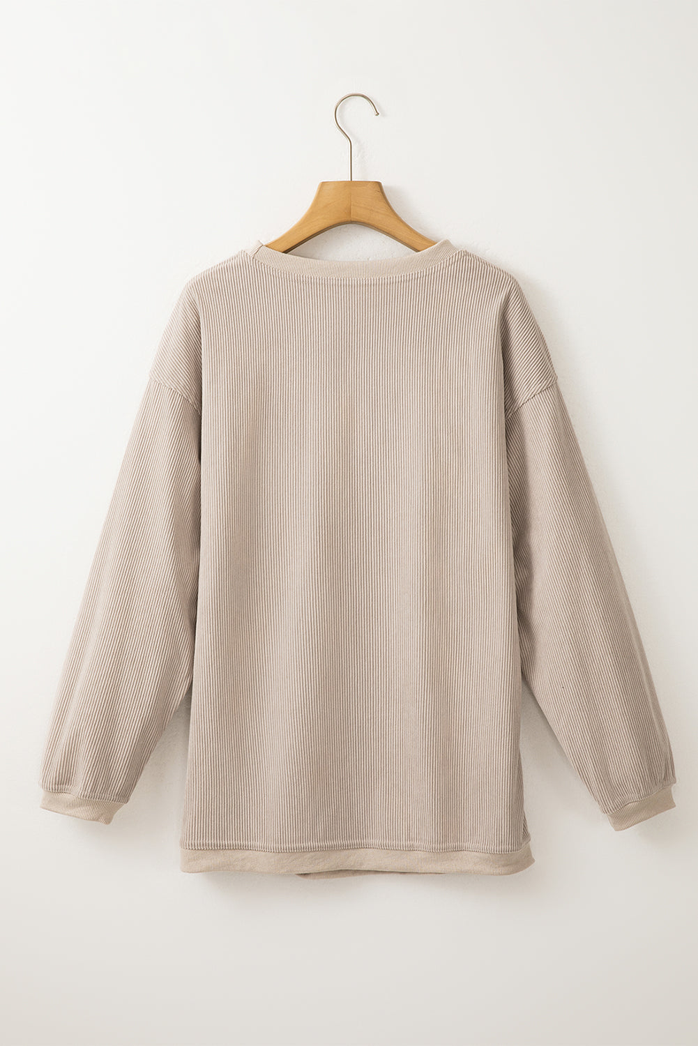 Apricot Drop Shoulder Crinkle Rib Oversized Sweatshirt