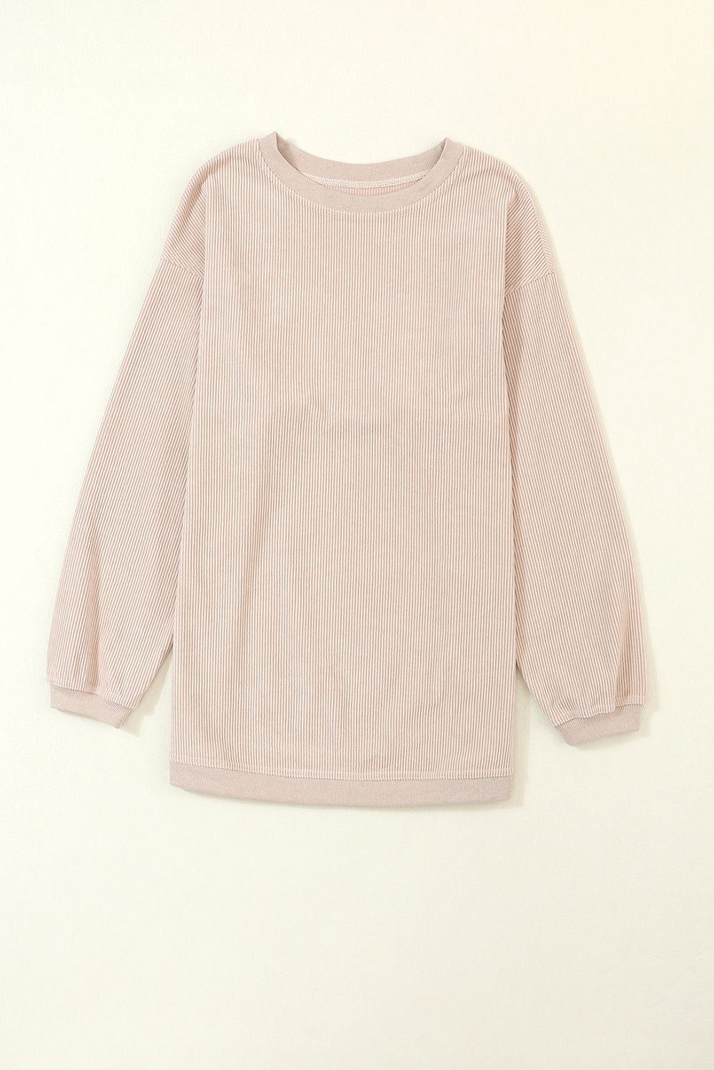 Apricot Drop Shoulder Crinkle Rib Oversized Sweatshirt