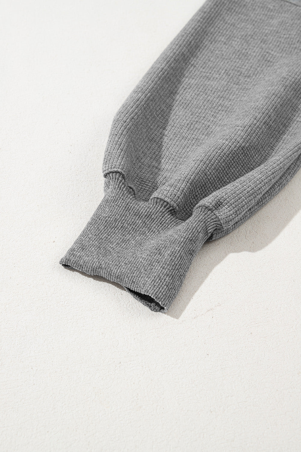 Gray Knit Bishop Sleeve Split Oversized Sweatshirt