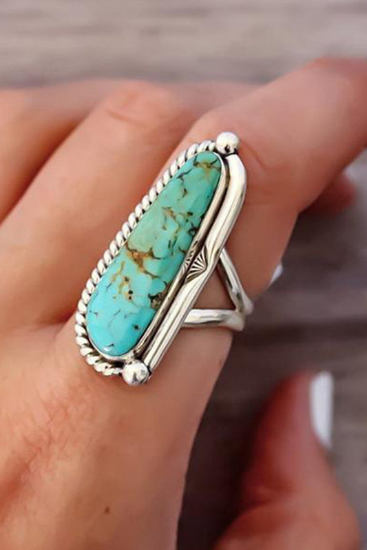 Light Blue Turquoise Décor Alloy Ring