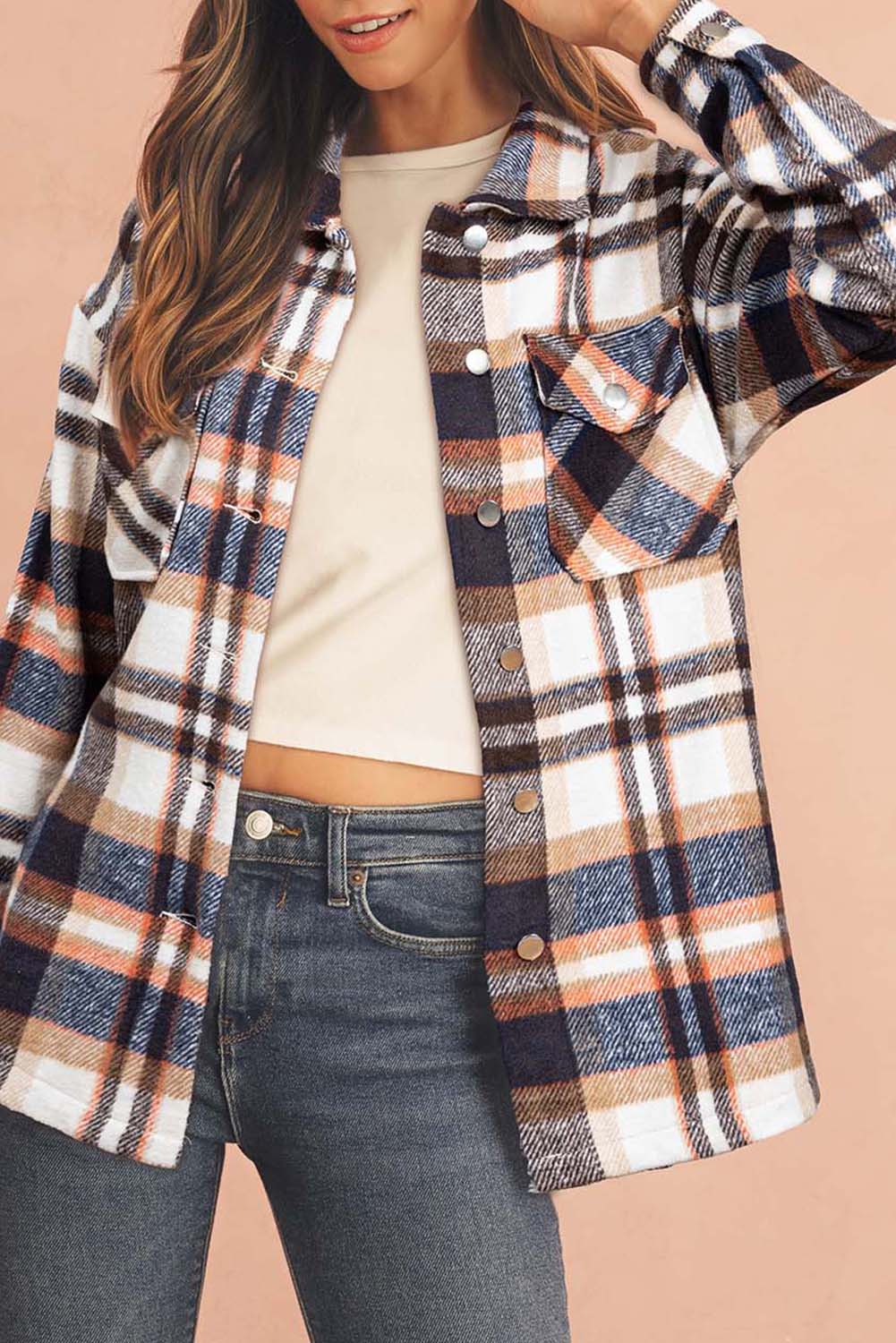 Red Plaid Button Front Pocket Shirt Shacket