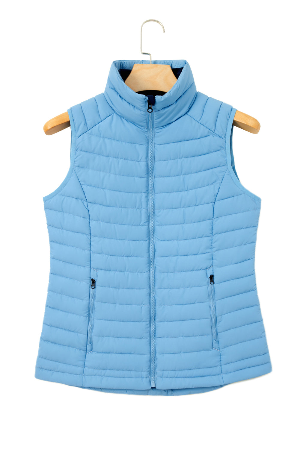 Burgundy Plush Collared Quilted Zipped Puffer Vest