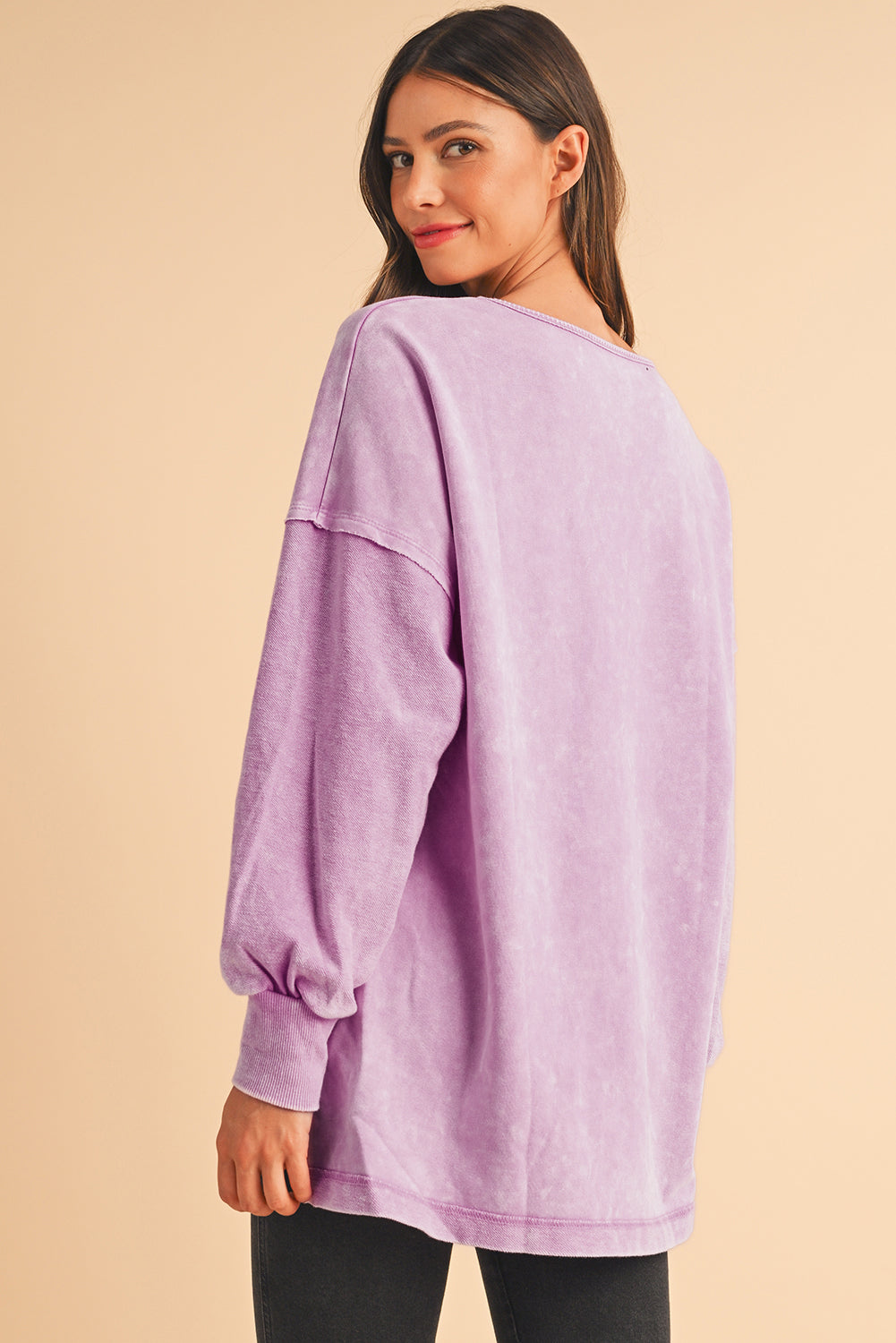 Strawberry Pink Mineral Wash Drop Shoulder Oversized Sweatshirt