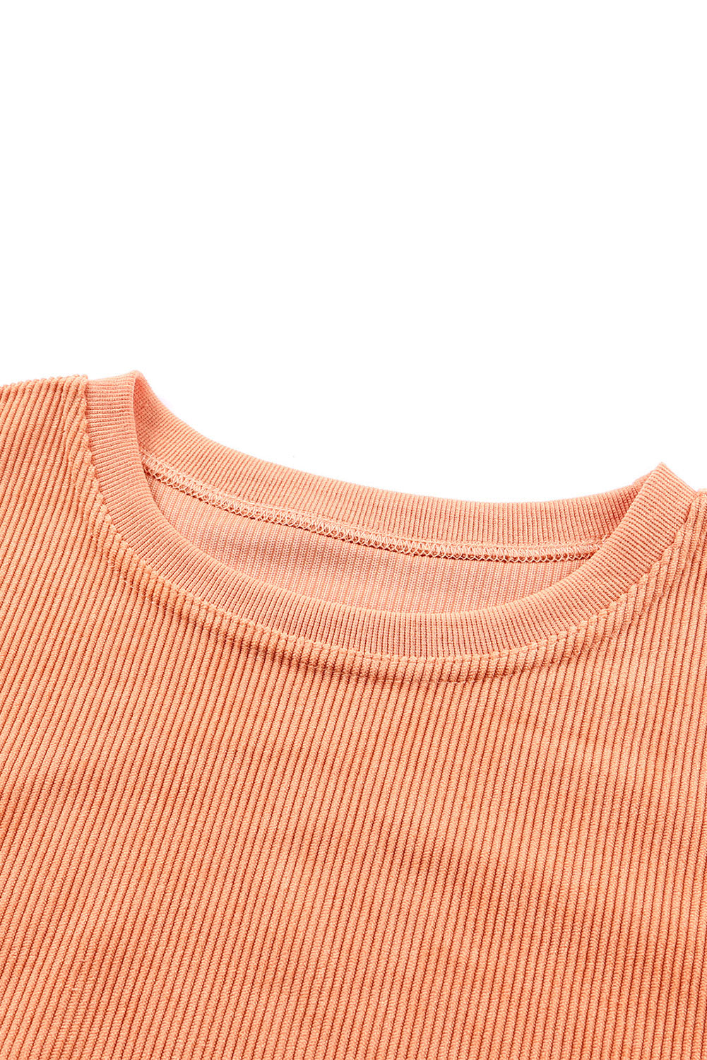 Apricot Drop Shoulder Crinkle Rib Oversized Sweatshirt